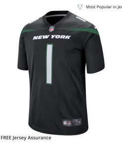 Nike Mens Sauce Gardner Black Jersey New York Jets Player Game Edition 1