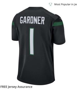 Nike Mens Sauce Gardner Black Jersey New York Jets Player Game Edition