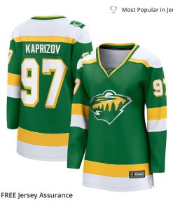 Womens Kirill Kaprizov Jersey Minnesota Wild Green 202324 Alternate Premier Breakaway Player 2