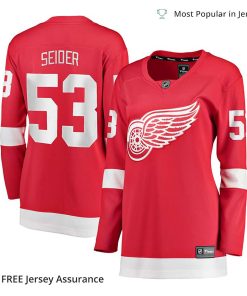 Women’s Mo Seider Jersey – Detroit Red Wings Red Home Breakaway Player