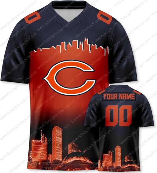 Custom Jerseys Football Chicago Bears T-Shirts – Personalized Name & Number – Unique Fan Gear