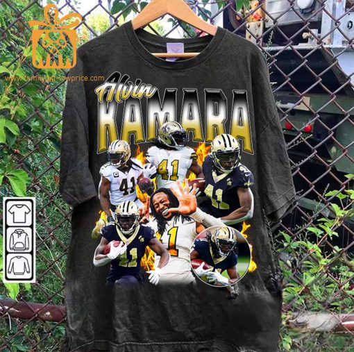 Alvin Kamara Retro T Shirt – 90s Vintage NFL Shirts – Oversized American Football T-Shirt
