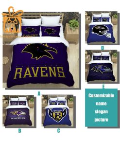 Ravens Bed Set Custom Cute Bed Sets with Name & Number, Baltimore Ravens Gifts