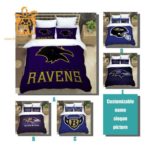 Ravens Bed Set Custom Cute Bed Sets with Name & Number, Baltimore Ravens Gifts