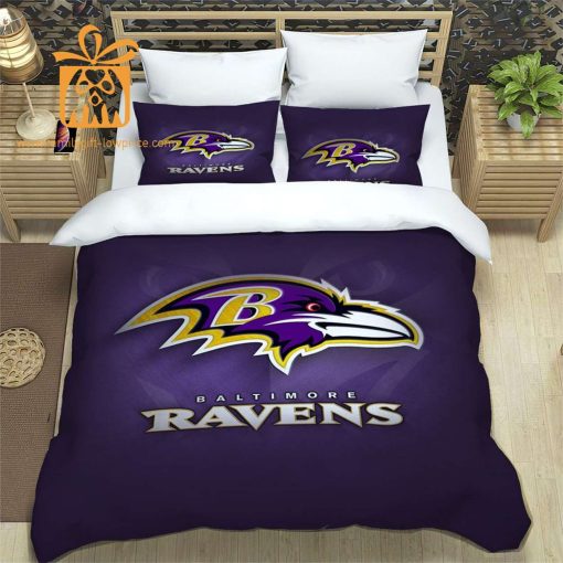 Ravens Bed Set Custom Cute Bed Sets with Name & Number, Baltimore Ravens Gifts