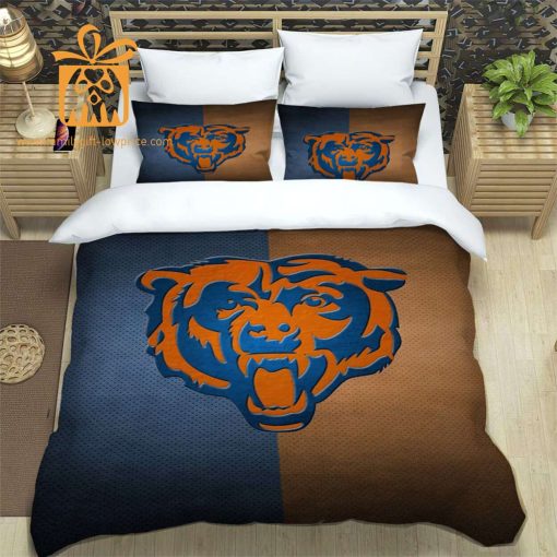 Chicago Bears Bed Sheets NFL Set, Custom Cute Bed Sets with Name & Number, Chicago Bears Gifts