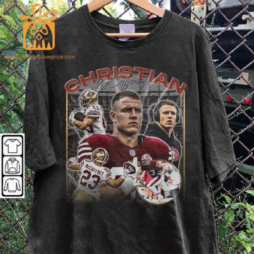 Christian McCaffrey San Francisco Football Shirt – Unisex 49ers Vintage Fan Gift, Perfect for Christmas
