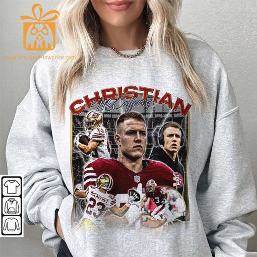 Christian McCaffrey San Francisco Football Shirt – Unisex 49ers Vintage Fan Gift, Perfect for Christmas