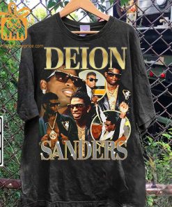 Deion Sanders Retro T Shirt 90s Vintage NFL Shirts Oversized American Football T Shirt