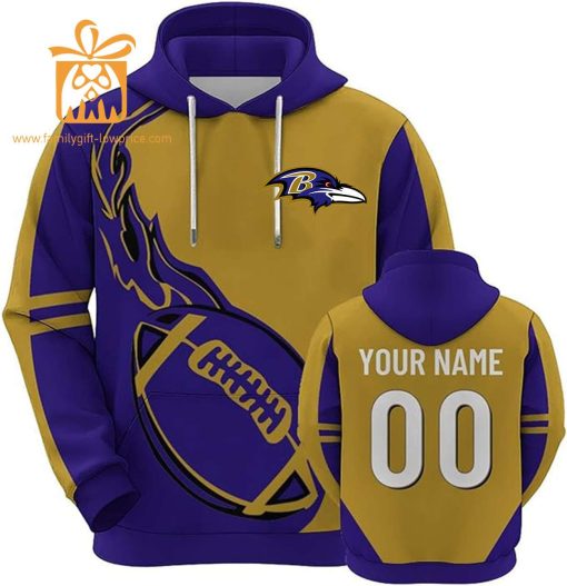 Custom Baltimore Ravens Football Jersey – Personalized 3D Name & Number Hoodies for Fans, Gift for Men Women