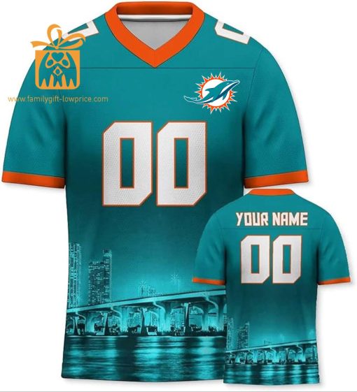 Custom Miami Dolphins Shirt – Personalize Your Cityscape Football Jersey – Perfect Gift for Fans