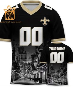 Custom Football Jersey for New Orleans Saints Fans Personalize with Your Name Number on a Cityscape Shirt Perfect Gift for Men Women 1