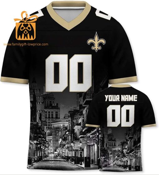 Custom Football Jersey for New Orleans Saints Fans – Personalize with Your Name & Number on a Cityscape Shirt – Perfect Gift for Men & Women