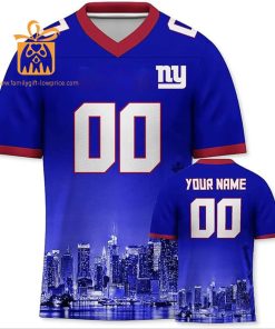 Custom Football Jersey for New York Giants Fans – Personalize with Your Name & Number on a Cityscape Shirt – Perfect Gift for Men & Women