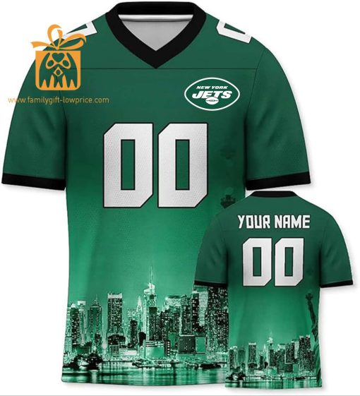 Custom Football Jersey for New York Jets Fans – Personalize with Your Name & Number on a Cityscape Shirt – Perfect Gift for Men & Women