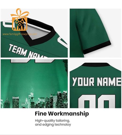 Custom Football Jersey for New York Jets Fans – Personalize with Your Name & Number on a Cityscape Shirt – Perfect Gift for Men & Women