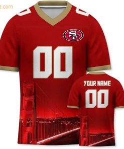 Custom Football Jersey for San Francisco 49ers Fans – Personalize with Your Name & Number on a Cityscape Shirt – Perfect Gift for Men & Women