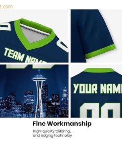 Custom Football Jersey for Seattle Seahawks Fans Personalize with Your Name Number on a Cityscape Shirt Perfect Gift for Men Women 12