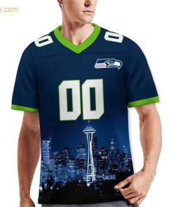 Custom Football Jersey for Seattle Seahawks Fans Personalize with Your Name Number on a Cityscape Shirt Perfect Gift for Men Women 3