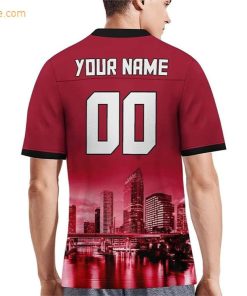 Custom Football Jersey for Tampa Bay Buccaneers Fans Personalize with Your Name Number on a Cityscape Shirt Perfect Gift for Men Women