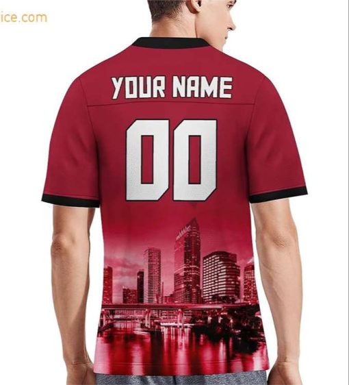 Custom Football Jersey for Tampa Bay Buccaneers Fans – Personalize with Your Name & Number on a Cityscape Shirt – Perfect Gift for Men & Women