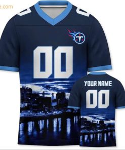 Custom Football Jersey for Tennessee Titans Fans Personalize with Your Name Number on a Cityscape Shirt Perfect Gift for Men Women 1