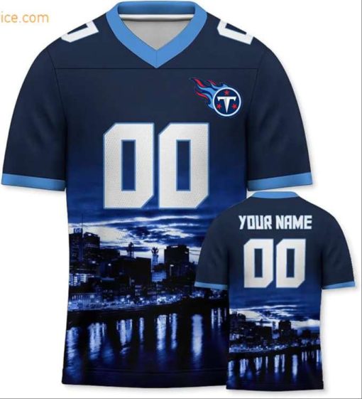 Custom Football Jersey for Tennessee Titans Fans – Personalize with Your Name & Number on a Cityscape Shirt – Perfect Gift for Men & Women