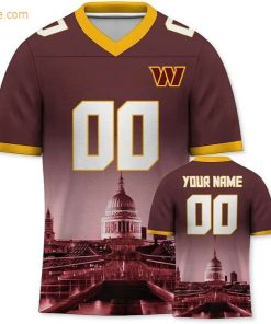 Custom Football Jersey for Washington Commanders Fans – Personalize with Your Name & Number on a Cityscape Shirt – Perfect Gift for Men & Women
