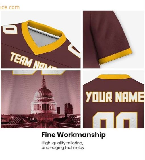 Custom Football Jersey for Washington Commanders Fans – Personalize with Your Name & Number on a Cityscape Shirt – Perfect Gift for Men & Women