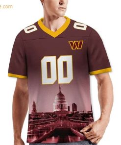 Custom Football Jersey for Washington Commanders Fans Personalize with Your Name Number on a Cityscape Shirt Perfect Gift for Men Women 3