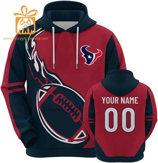 Custom Houston Texans Football Jersey – Personalized 3D Name & Number Hoodies for Fans, Gift for Men Women