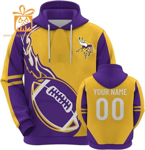 Custom Minnesota Vikings Football Jersey – Personalized 3D Name & Number Hoodies for Fans, Gift for Men Women