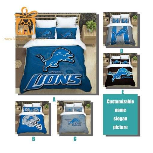 Detroit Lions Bedding Custom Cute Bed Sets with Name & Number, Detroit Lions Gifts