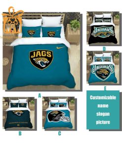 Jacksonville Jaguars Bedding NFL Set, Custom Cute Bed Sets with Name & Number, Jacksonville Jaguars Gifts