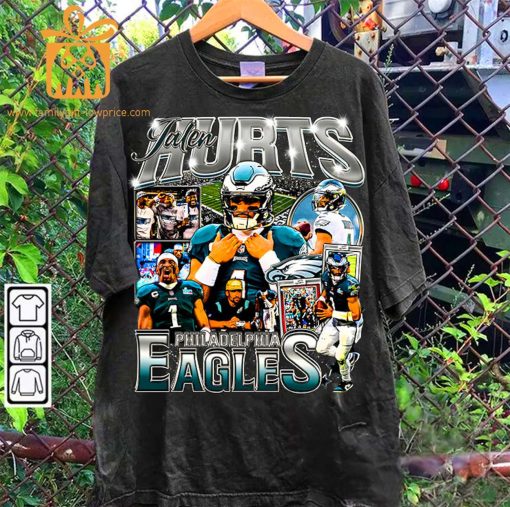 Jalen Hurts Retro Shirt – 90s Vintage NFL Shirts – Oversized American Football T-Shirt