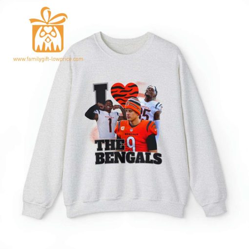 Joe Burrow & Jamarr Chase Love Bengals Sweatshirt – Tee Higgins NFL Cincinnati Gear – Bootleg ‘Joe Shiesty’ Fan Merchandise