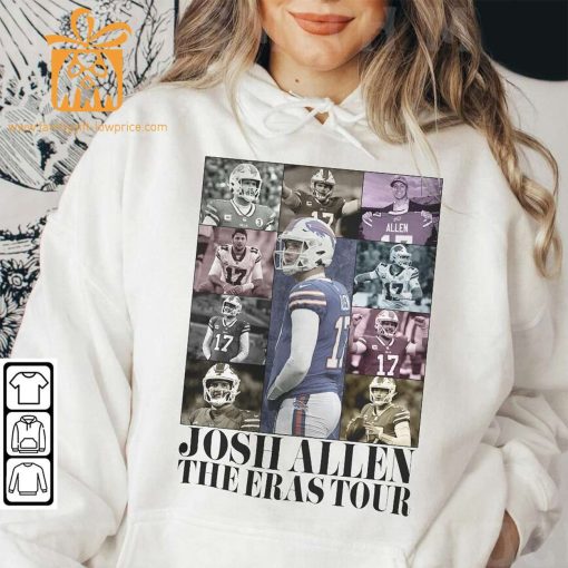 Josh Allen Football Shirt Vintage 90s Retro Buffalo Unisex Gift or The Eras Tour Bootleg Hoodie Sweatshirt Merch