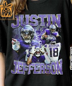 Justin Jefferson Minnesota T Shirt 90s Vintage Style American Sport Unisex Gift for Fans Retro Hoodie 1