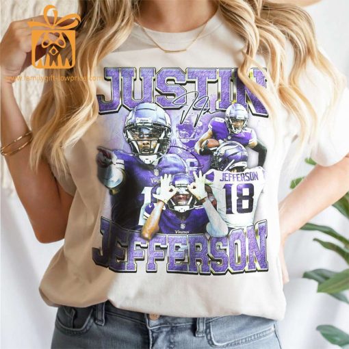 Justin Jefferson Minnesota T-Shirt – 90s Vintage Style – American Sport Unisex Gift for Fans – Retro Hoodie