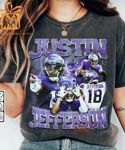 Justin Jefferson Minnesota T Shirt 90s Vintage Style American Sport Unisex Gift for Fans Retro Hoodie