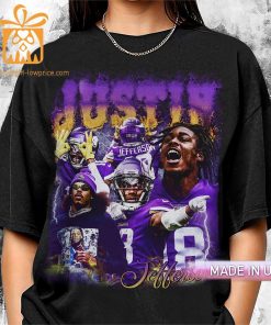 Justin Jefferson Minnesota Vikings Shirt 90s Vintage Style American Sport Unisex Gift for Fans Retro Hoodie 2