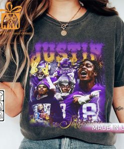 Justin Jefferson Minnesota Vikings Shirt 90s Vintage Style American Sport Unisex Gift for Fans Retro Hoodie