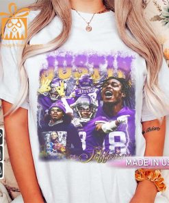 Justin Jefferson Minnesota Vikings Shirt 90s Vintage Style American Sport Unisex Gift for Fans Retro Hoodie 3