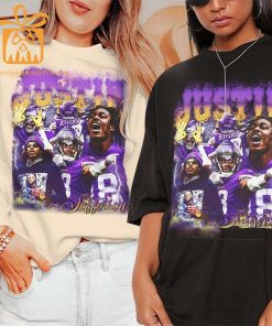 Justin Jefferson Minnesota Vikings Shirt 90s Vintage Style American Sport Unisex Gift for Fans Retro Hoodie 4