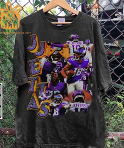 Justin Jefferson Retro T Shirt 90s Vintage NFL Shirts Oversized American Football T Shirt 1