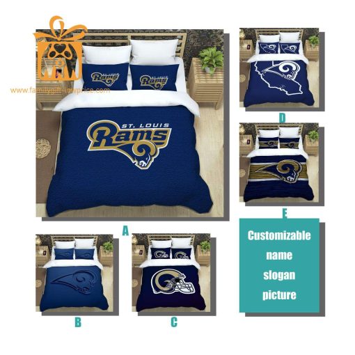 Rams Bedding Set, Custom Cute Bed Sets with Name & Number, LA Rams Gifts