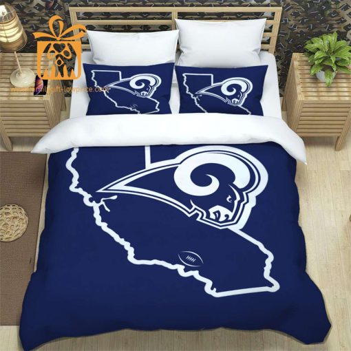 Rams Bedding Set, Custom Cute Bed Sets with Name & Number, LA Rams Gifts