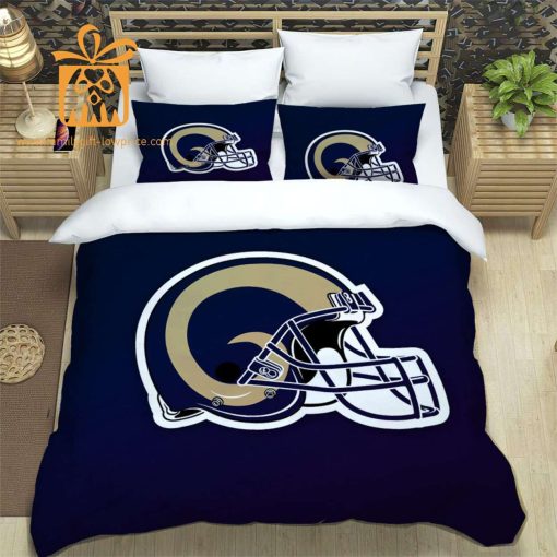 Rams Bedding Set, Custom Cute Bed Sets with Name & Number, LA Rams Gifts