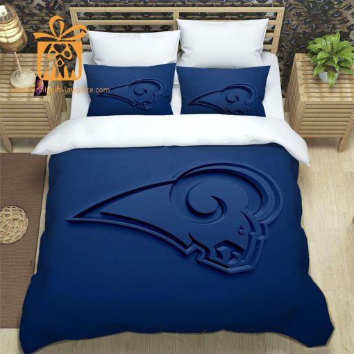 Rams Bedding Set, Custom Cute Bed Sets with Name & Number, LA Rams Gifts