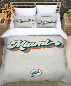 Miami Dolphins Bed Set, Custom Cute Bed Sets with Name & Number, Miami Dolphins Gifts for Him & Her 1